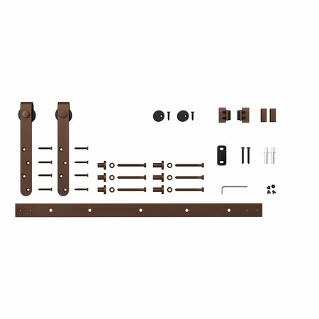 OUTWATER 4ft Sliding Barn Door Hdwe Kit for Single Door Up to 24in W Oil Rubbed Bronze Powder Coated Finish 3P5.7.00052